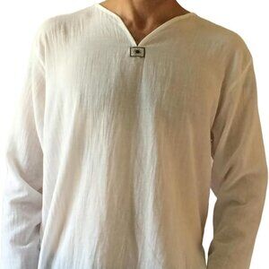 New Love Quality Men White T-Shirt 100% Cotton Shirt V-Neck Shrek Costume Small